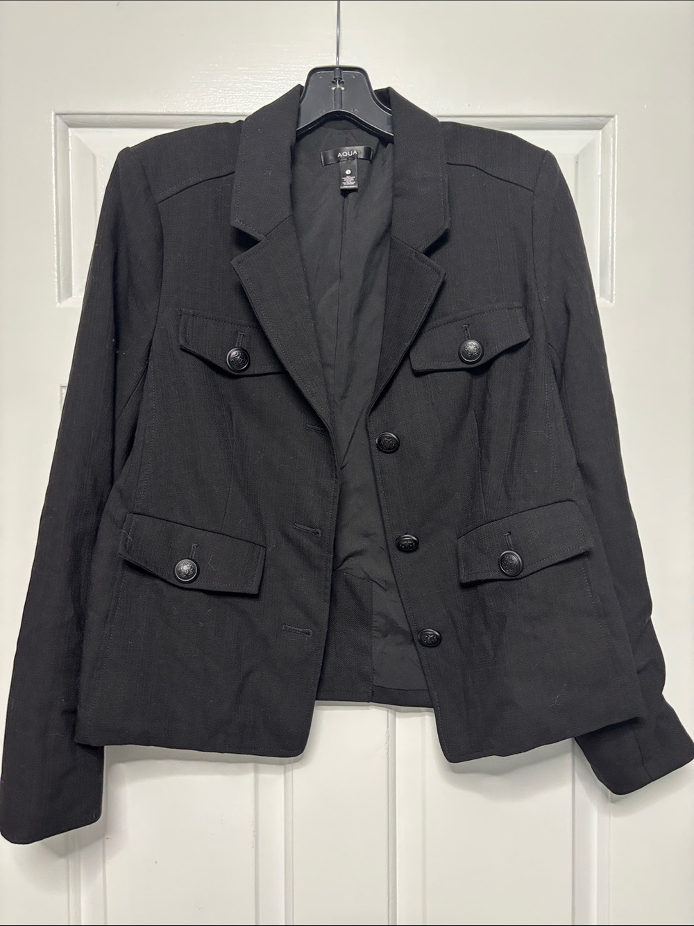 AQUA Black Military Blazer Jacket Size Small Button Front
